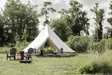 a tent in a field