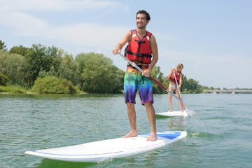 a person riding a surf board in the water