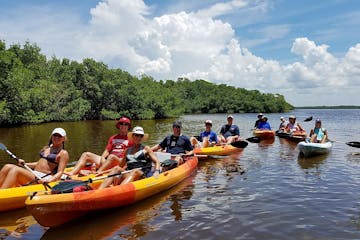 people on a kayak tour in estero bay