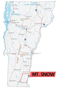 mount snow - snowmobile vermont location on map