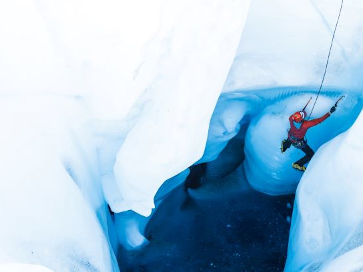 ice climbing on a glacier