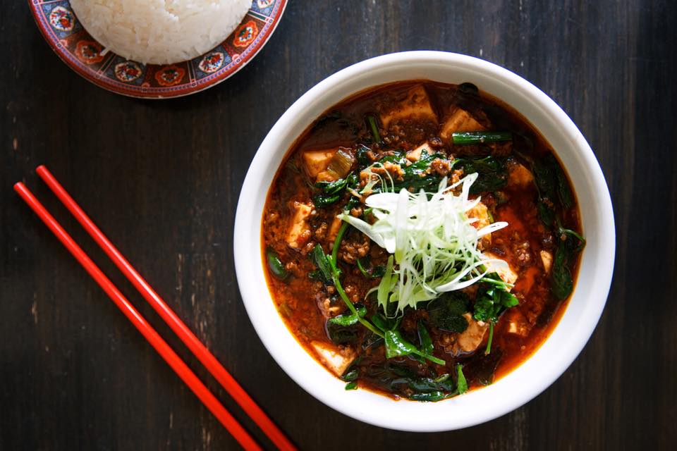 a bowl of soup on a table