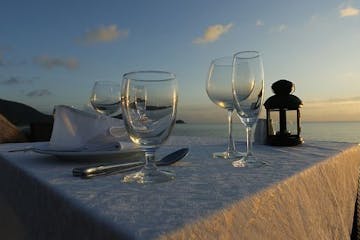 Dinner Cruise Place Setting at Sunset