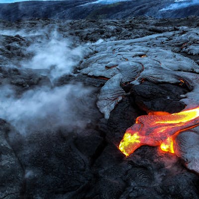 Lava flow emerging from the earth's surface